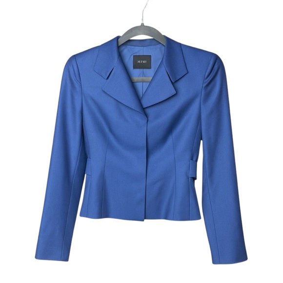 Akris Jackets & Blazers - Akris Blue Cashmere Silk Blend Tailored Blazer Swiss Luxury Minimalist Size 6